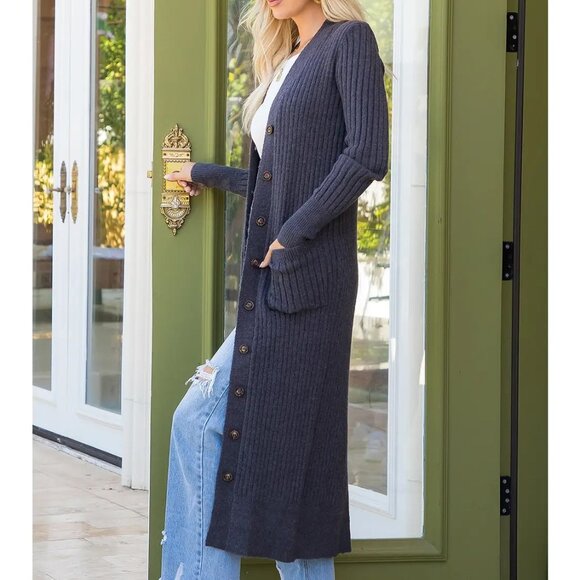Long Cardigan/Duster in Charcoal - Picture 1 of 2